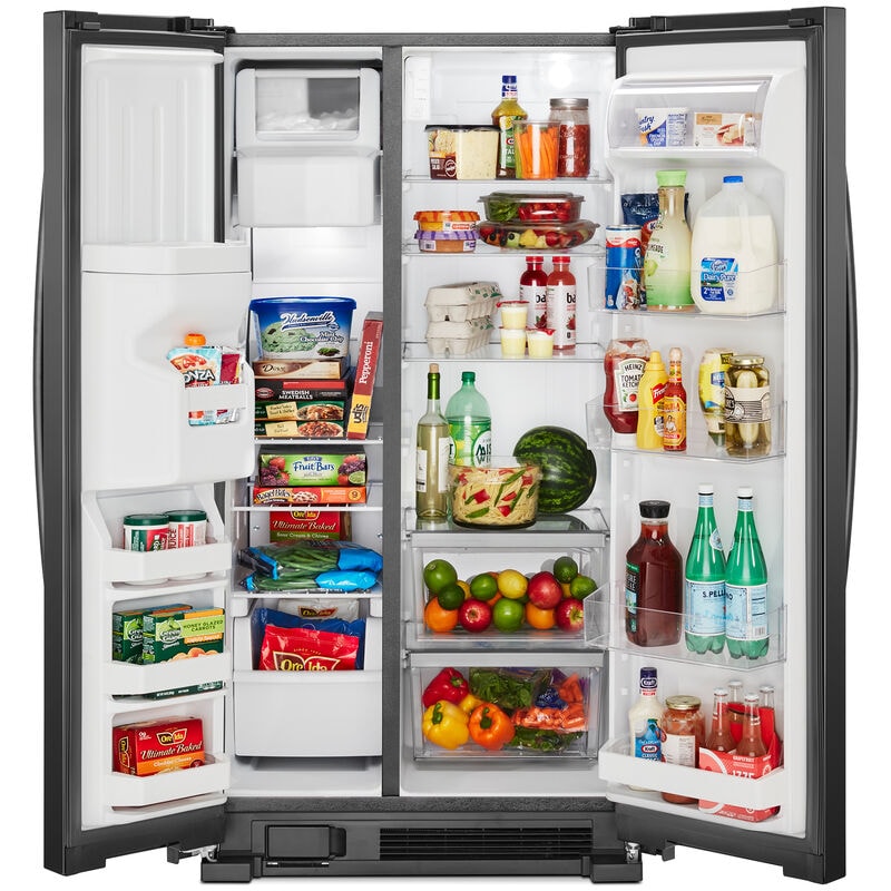 Whirlpool 33 in. 21.4 cu. ft. Side by Side Refrigerator with Ice & Water Dispenser - Black, Black, hires