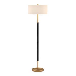 Hudson & Canal Simone Floor Lamp - Matte Black and Brass, , hires
