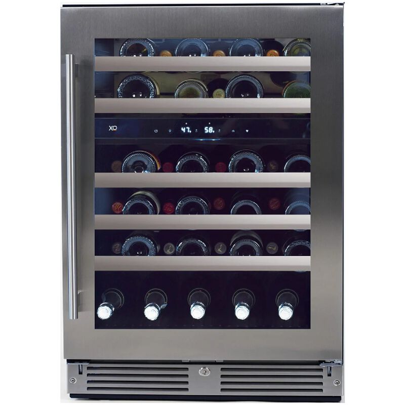 XO 24 in. Undercounter Wine Cooler with Metal Racks, Dual Temperature Zones & 46 Bottle Capacity - Stainless Steel, , hires