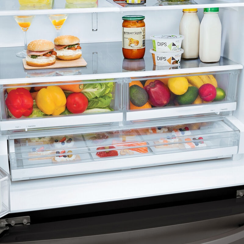 LG 36 in. 27.7 cu. ft. Smart French Door Refrigerator with Ice & Water Dispenser - PrintProof Black Stainless Steel, PrintProof Black Stainless Steel, hires