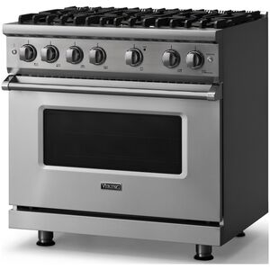Viking 5 Series 36 in. 5.1 cu. ft. Standard Convection Gas Range with 6 Sealed Burners - Stainless Steel, , hires