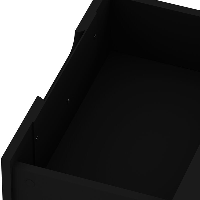 Manhattan Comfort Rockefeller Mid-Century Modern 2-Drawer Nightstand Black, Black, hires