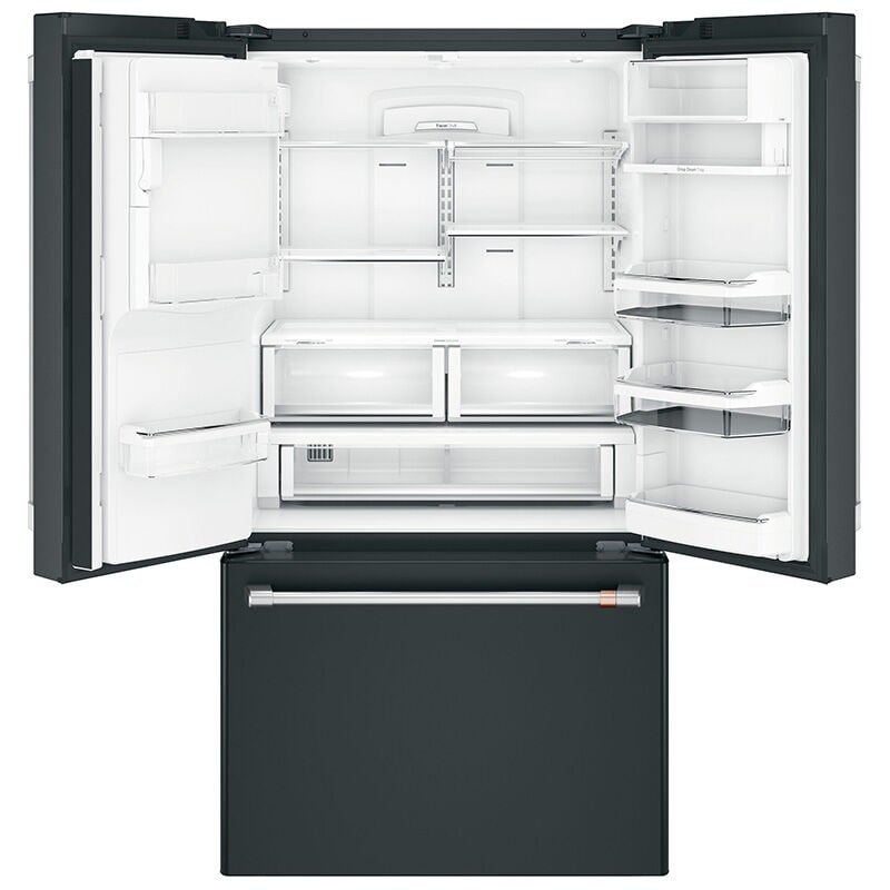 Cafe 36 in. 22.1 cu. ft. Smart Counter Depth French Door Refrigerator with Ice & Water Dispenser - Matte Black, Matte Black, hires