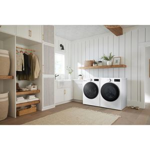 LG 27 in. 5.0 cu. ft. Smart Stackable Front Load Washer with TurboWash 360, AI DD Built-In Intelligence, Sanitize & Steam Cycle - Alpine White, , hires