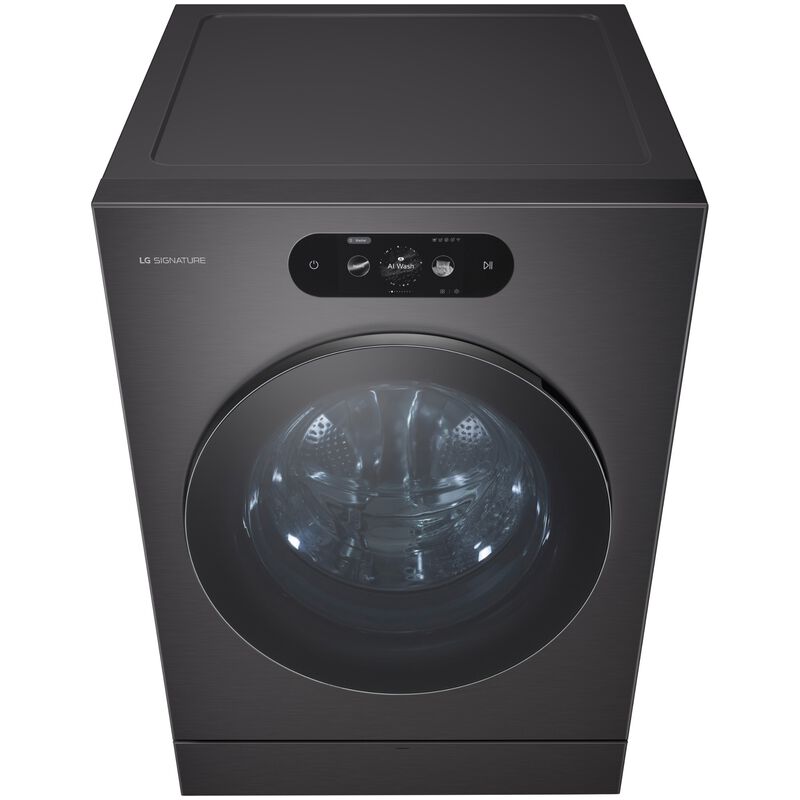 LG 29 in. 5.8 cu. ft. Smart Stackable Front Load Washer with Built-In Intelligence, TurboWash 360, EZ Dispense, Sanitize & Steam Cycle - Brushed Black Steel, , hires