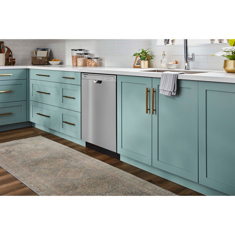 Whirlpool 24 in. Front Control Dishwasher with 57 dBa Sound Level & Pocket - Stainless Steel, Stainless Steel, hires