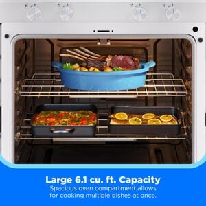 Midea 30 in. 6.1 cu. ft. Gas Range with 4 Sealed Burners - White, White, hires