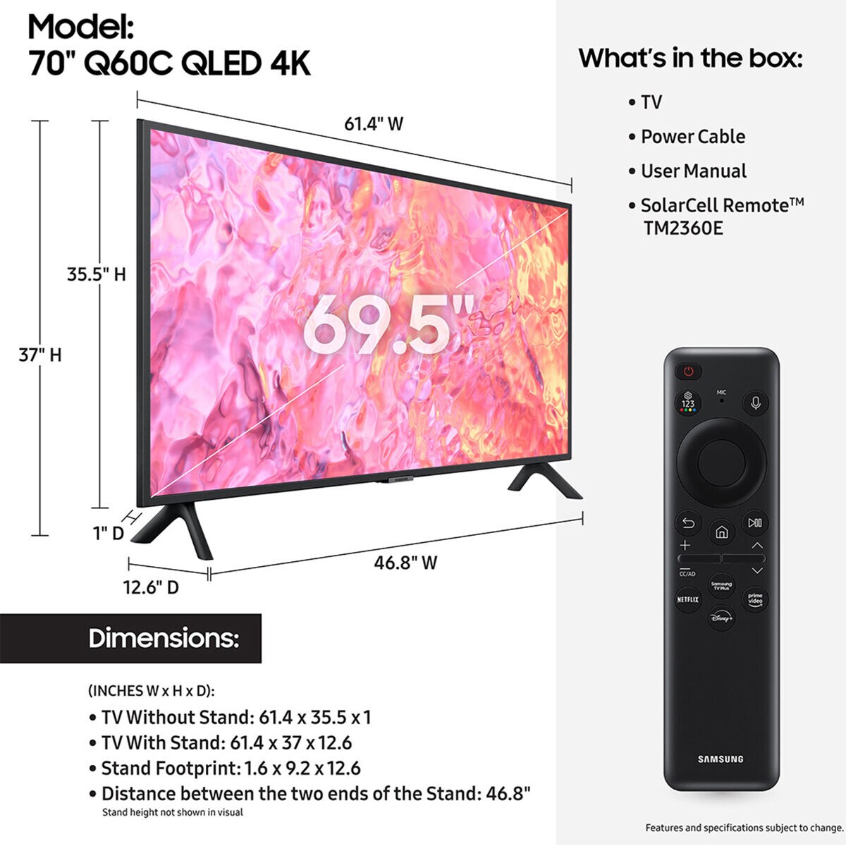 Samsung 70 inch tv stand width hotsell