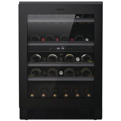 Vintec 24 in. Compact Built-In or Freestanding Wine Cooler with 44 Bottle Capacity, Dual Temperature Zones & Digital Control - Matte Black | VWUD044BAB