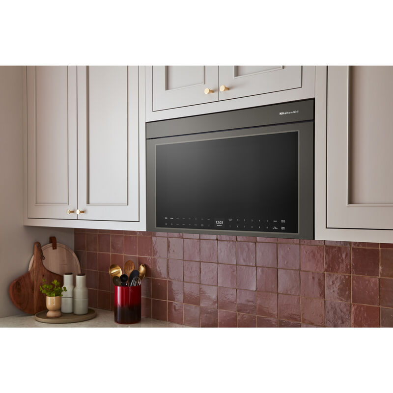 KitchenAid 30 in. 1.1 cu. ft. 950W Smart Over-the-Range Microwave with 400 CFM, Convection & Sensor Cooking - Black Ore, , hires