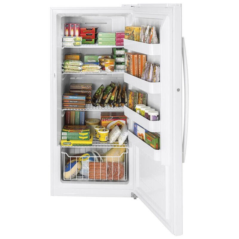 GE 28 in. 14.1 cu. ft. Garage-Ready Upright Freezer with Adjustable Shelves - White, , hires