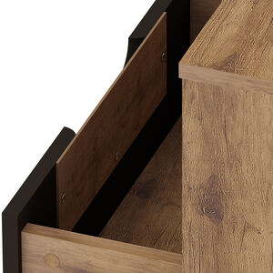 Manhattan Comfort Rockefeller Mid-Century Modern 1-Drawer Nightstand Textured Gray, , hires