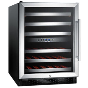 Summit 24 in. Undercounter Wine Cooler with Wood Racks, Dual Temperature Zones & 46-Bottle Capacity - Stainless Steel, , hires