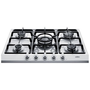 Summit 27 in. 5-Burner Natural Gas Cooktop - White, , hires