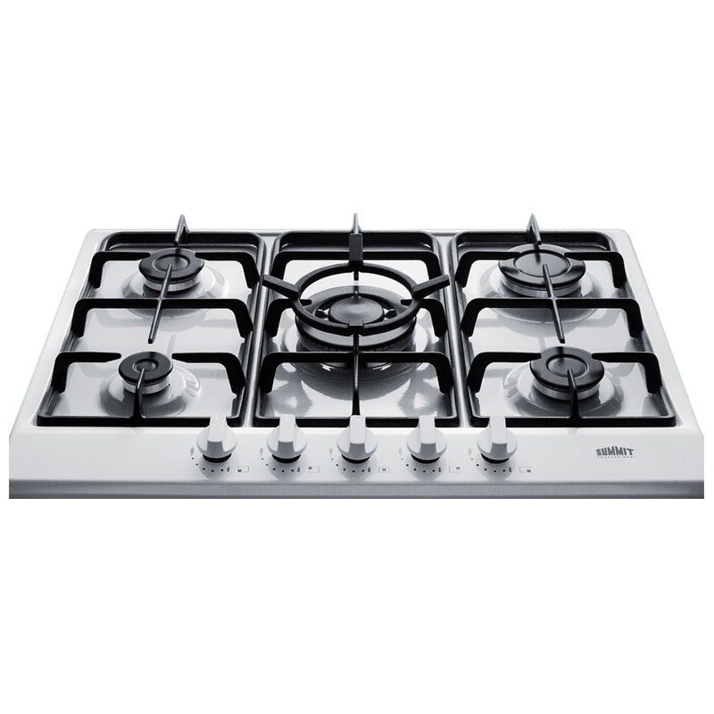 Summit 27 in. 5-Burner Natural Gas Cooktop - White, , hires