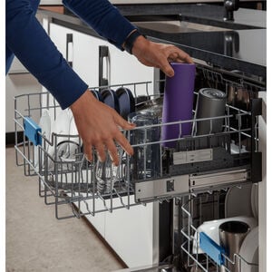 GE Profile 24 in. Top Control Flush-Mount Smart Dishwasher with 44 dBa Sound Level, 3rd-Rack, Dry Boost & Pocket Handle - Fingerprint Resistant Stainless, , hires