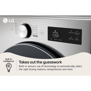 LG 27 in. 7.4 cu. ft. Smart Stackable Gas Dryer with AI Sensor Dry, TurboSteam, Sanitize & Steam Cycle - Graphite Steel, , hires