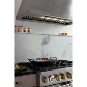 Monogram 36 in. Smart Ducted Standard Style Range Hood with 610 CFM, 4 Fan Speeds & 1 LED Light - Stainless Steel, , hires
