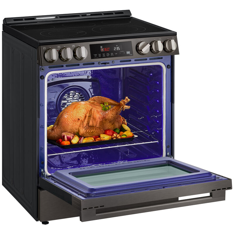 LG 30 in. 6.3 cu. ft. Smart Air-Fry Standard Convection Slide-In Electric Range with Radiant Burners - Black Stainless Steel, , hires