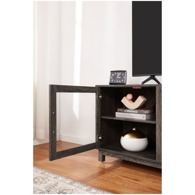 Lilola Summit 70"W Gray Walnut Finish TV Stand Console with Fireplace and Heater, , hires