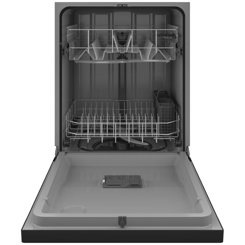 GE 24 in. Built-In Dishwasher with Front Control, 55 dBA Sound Level, 14 Place Settings, 4 Wash Cycles & Sanitize Cycle - Black, Black, hires