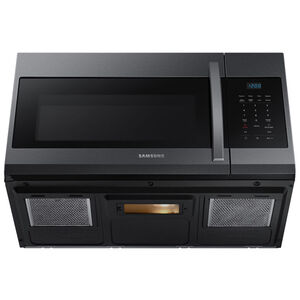 Samsung 30 in. 1.7 cu. ft. 1000W Over-the-Range Microwave with 300 CFM - Black Stainless, Black Stainless, hires