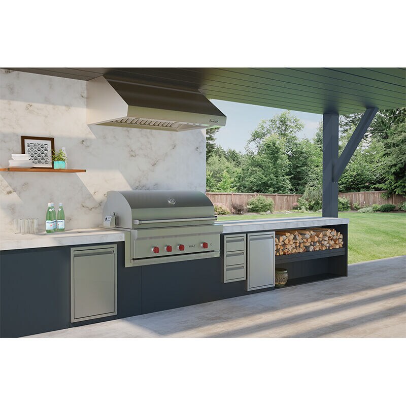 Wolf 42 in. 3-Burner Built-In Natural Gas Grill with Rotisserie, Sear Burner & Smoker Box - Stainless Steel, , hires