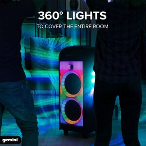 Gemini 360 Portable Bluetooth Speaker with LED Party Lighting - Black, , hires