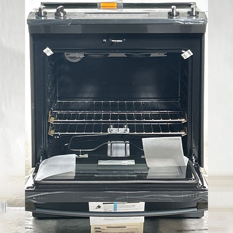 GE 30 in. 5.3 cu. ft. Oven Slide-In Electric Range with 4 Smoothtop Burners - Black Slate (Open Box Excellent Condition), , hires