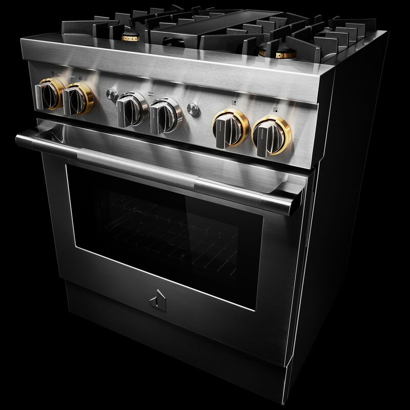 JennAir Rise Series 30 in. 4.1 cu. ft. Smart True European Convection Dual Fuel Range with 4 Sealed Burners - Stainless Steel, , hires
