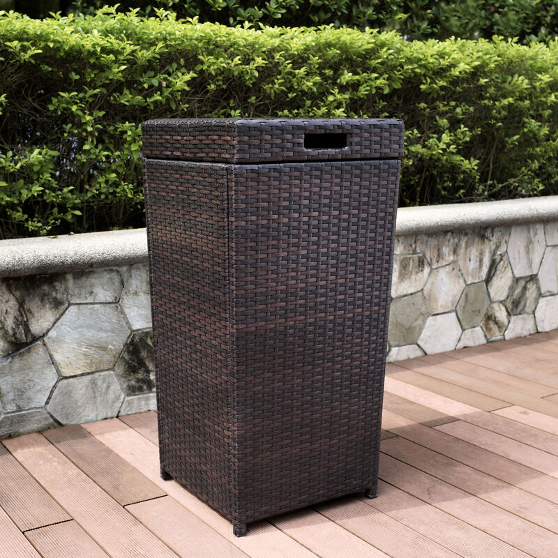 Crosley Palm Harbor Wicker Outdoor Trash Can - Brown, Brown, hires