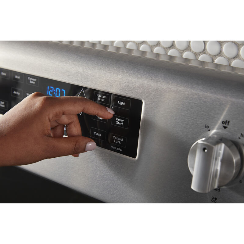 Maytag 30 in. 5.3 cu. ft. Air Fry Standard Convection Electric Range with Radiant Burners - Fingerprint Resistant Stainless, , hires