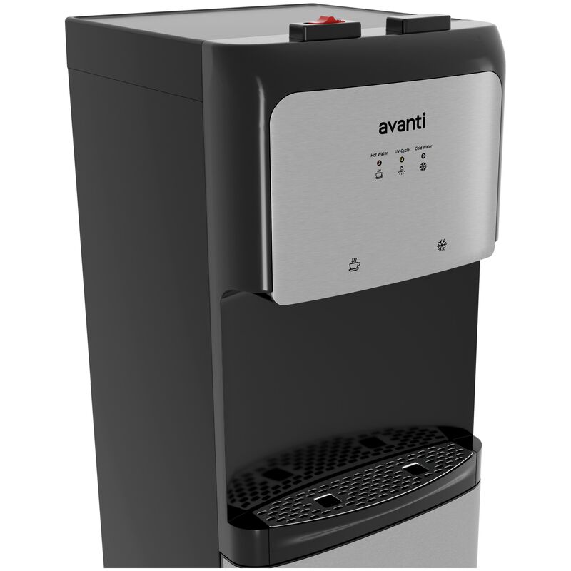 Avanti 12 in. Freestanding Hot & Cold Water Dispenser with Child Safety Guard - Stainless Steel with Black Cabinet, , hires