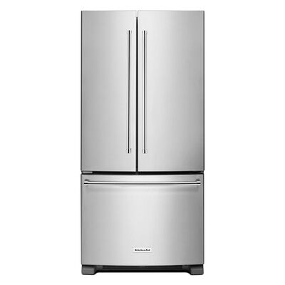KitchenAid 33 in. 22.1 cu. ft. French Door Refrigerator with Internal Filtered Water Dispenser - Stainless Steel | KRFF302ESS