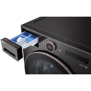 LG 27 in. 5.0 cu. ft. Smart Stackable Front Load Washer with AI DD Built-In Intelligence, TurboWash 360 Technology, Allergiene, Sanitize & Steam Wash Cycle - Black, Black Steel, hires