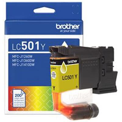 Brother LC501 Yellow Standard Yield Ink Cartridge, Prints up to 200 Pages (LC501Y) | LC501Y