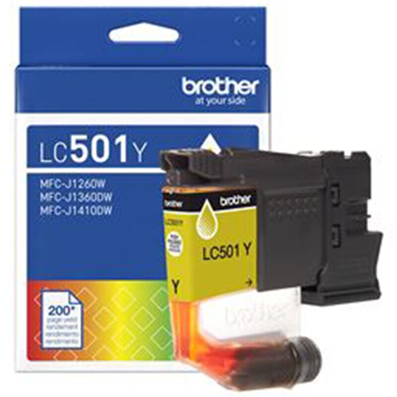Brother LC501 Yellow Standard Yield Ink Cartridge, Prints up to 200 Pages (LC501Y), , hires