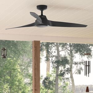 Hunter 60 in. Mosley Energy Star Damp Rated Ceiling Fan and Wall Control - Matte Black, , hires