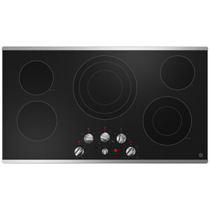 GE 36 in. 5-Burner Electric Cooktop with Simmer Burner & 2 Power Burners - Stainless Steel, , hires