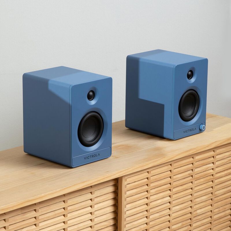 Victrola Tempo Bluetooth Bookshelf Speakers - Blue, , hires