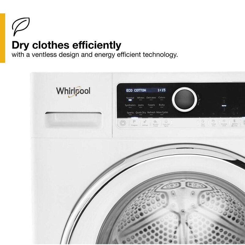 Whirlpool 24 in. 4.3 cu. ft. Ventless Electric Dryer for Small Spaces - White, , hires
