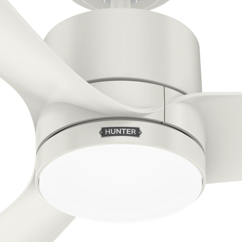 Hunter 52 in. Bolsa Damp Rated Ceiling Fan with LED Light Kit & Handheld Remote - Fresh White, Fresh White, hires