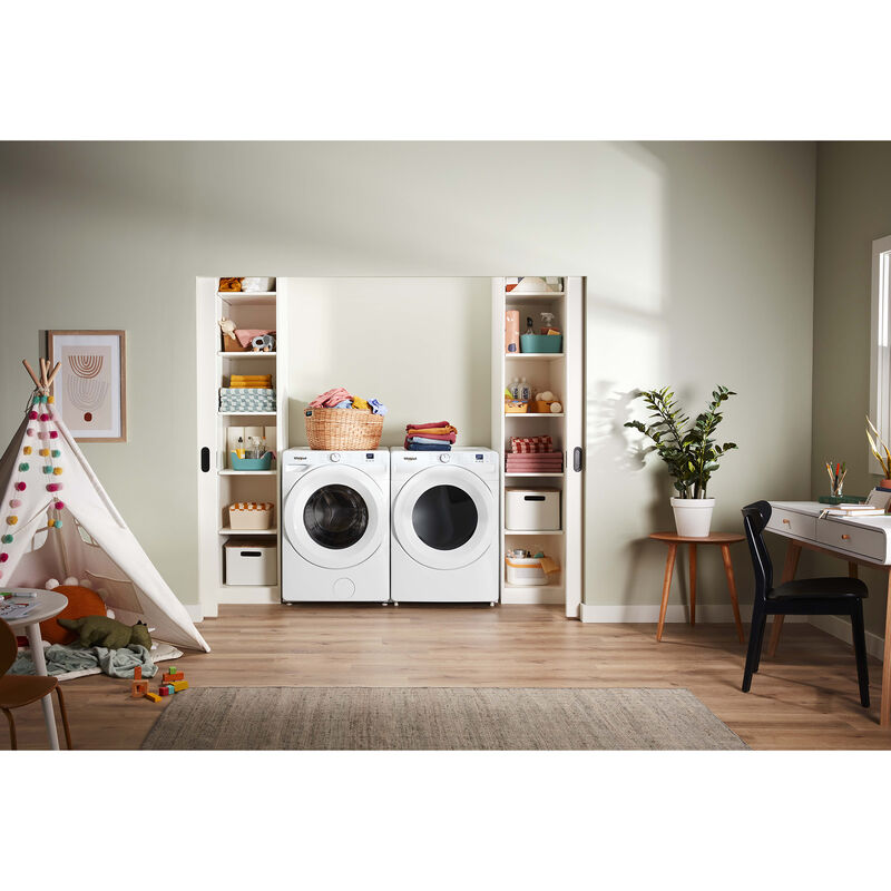 Whirlpool 27 in. 7.4 cu. ft. Stackable Electric Dryer with Quick Dry Cycle & Sanitize Cycle - White, , hires