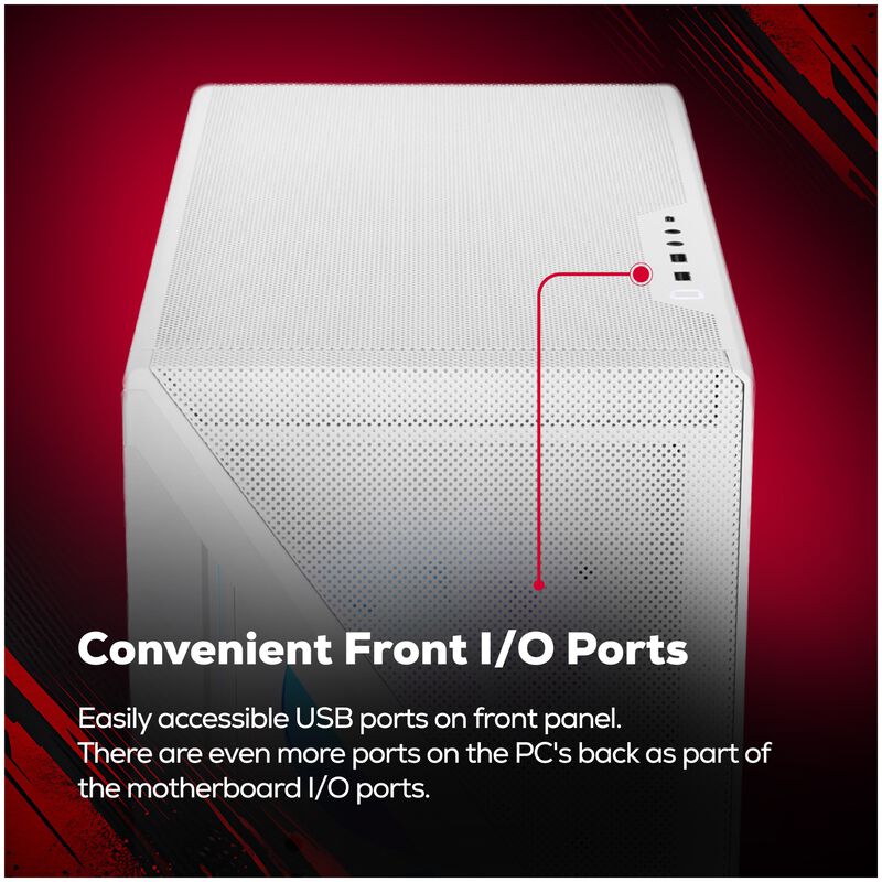 iBUYPOWER Slate Gaming Desktop with AMD Ryzen 7 7700X3D, 4 GHz, 8-Core CPU, AMD Radeon RX 9070 GRE, 12GB VRAM GPU, 32 GB RAM, 1 TB SSD & Windows 11 Home - White, , hires