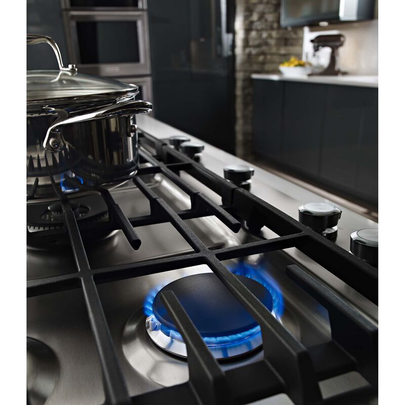 KitchenAid 36 in. 5-Burner Natural Gas Cooktop with Simmer Burner & Power Burner - Stainless Steel, , hires
