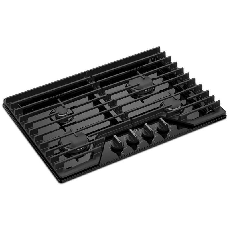 Whirlpool 30 in. 4-Burner Natural Gas Cooktop with EZ-2-Lift Hinged Cast-Iron Grates, Simmer & Power Burner - Black, Black, hires
