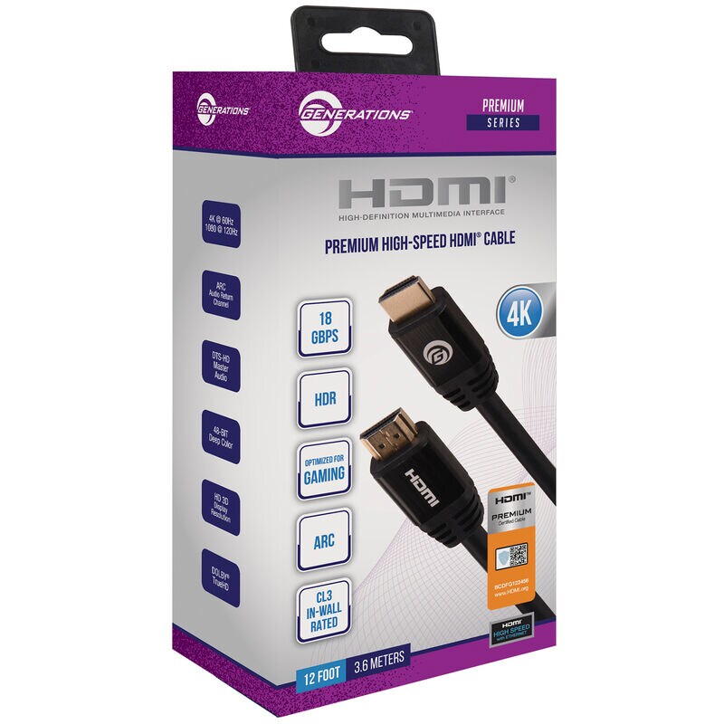 Generations Premium Series 12 FT. 18 GBPS High-Speed HDMI Cable - Black, , hires