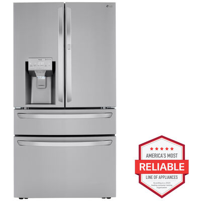 LG 36 in. 29.5 cu. ft. Smart 4-Door French Door Refrigerator with External Ice & Water Dispenser - PrintProof Stainless Steel | LRMDS3006S