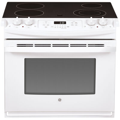GE 30 in. 4.4 cu. ft. Oven Drop-In Electric Range with 4 Smoothtop Burners - White | JD630DTWW