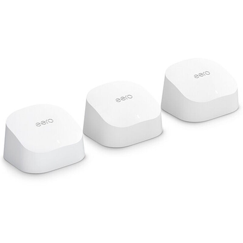 EERO 6 AX1800 Wi-Fi 6 Dual-Band Gigabit Mesh System (1 Router, 2 Extenders) - White, , hires